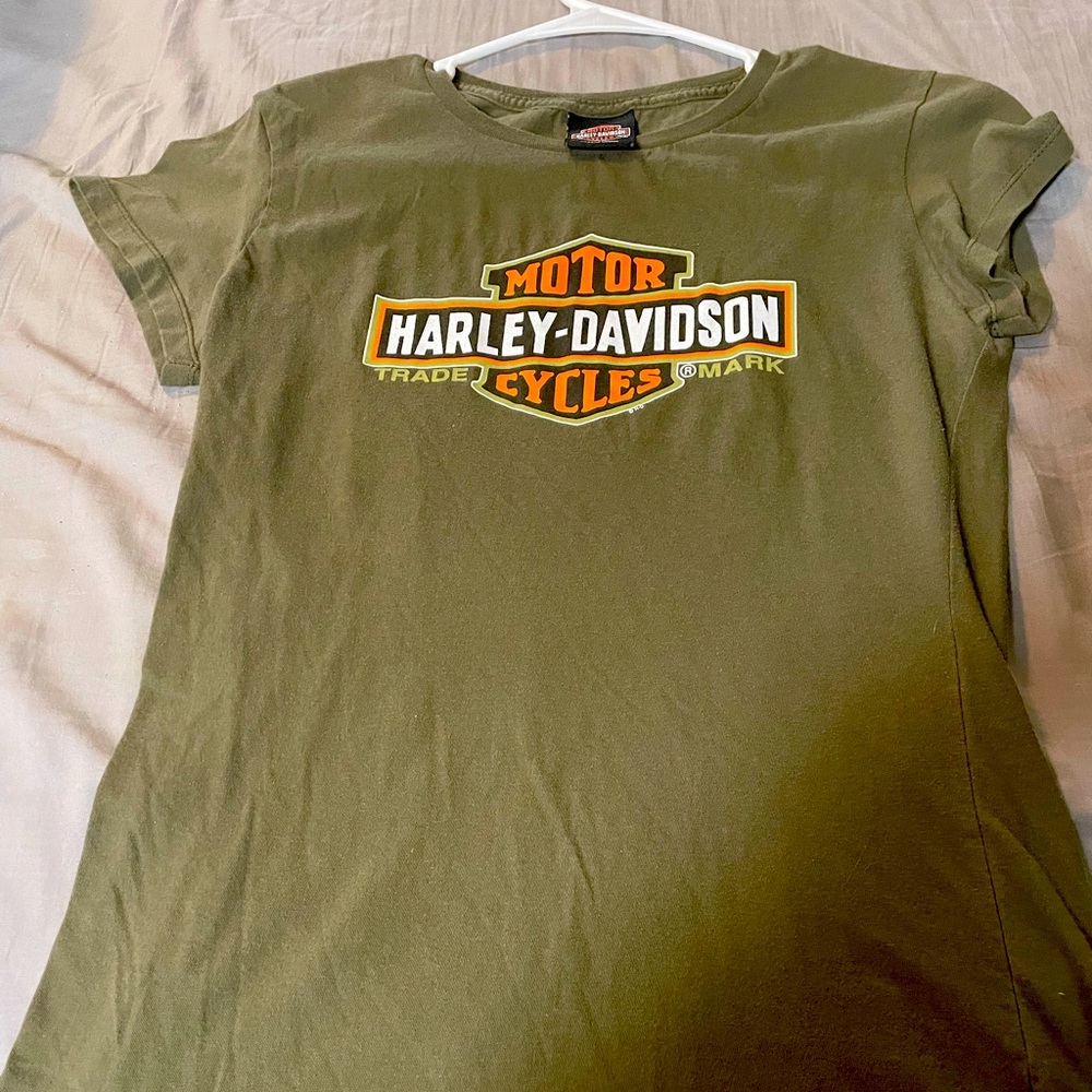 Army green Harley Davidson tshirt